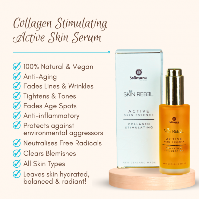 Collagen Stimulating Active Serum Antiaging hydrating acne treatment skin brightening natural skincare