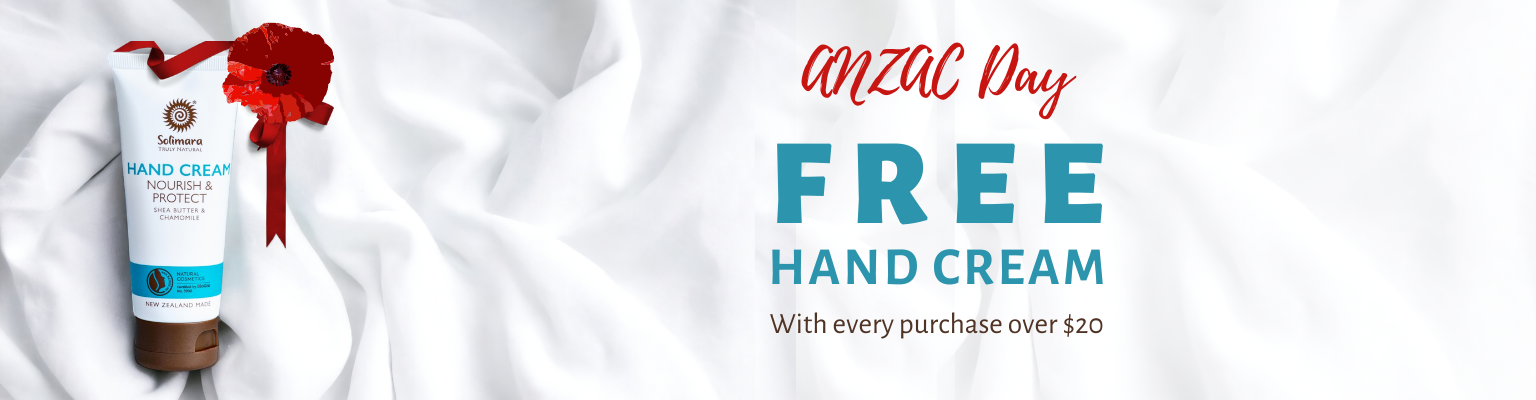 ANZAC Day Sale. Free natural hand cream with purchase